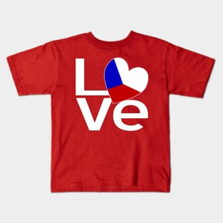 White Red Czech LOVE Kids T-Shirt